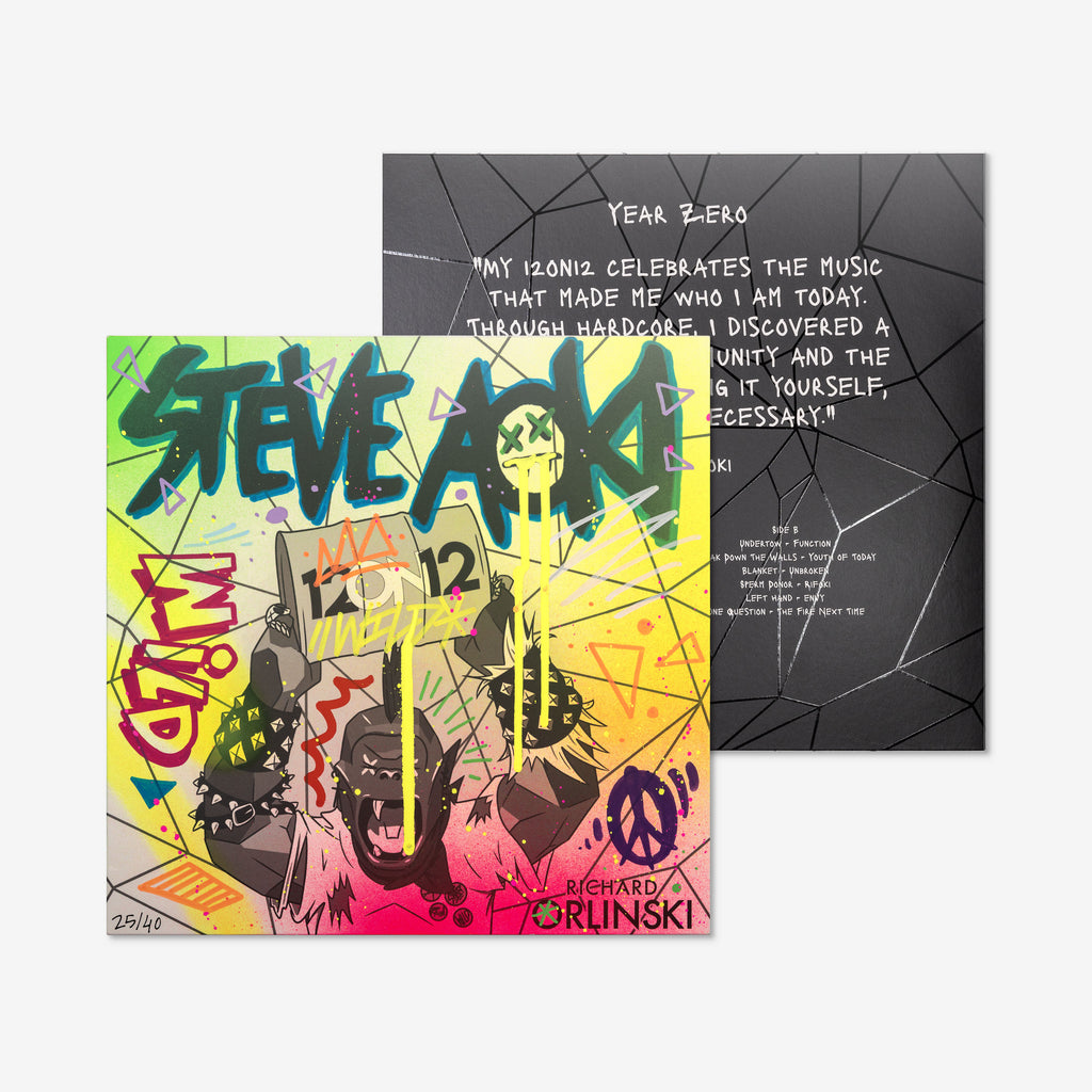 12on12 Steve Aoki x Richard Orlinski Vinyl Record Sleeve, hand-finished by the artist