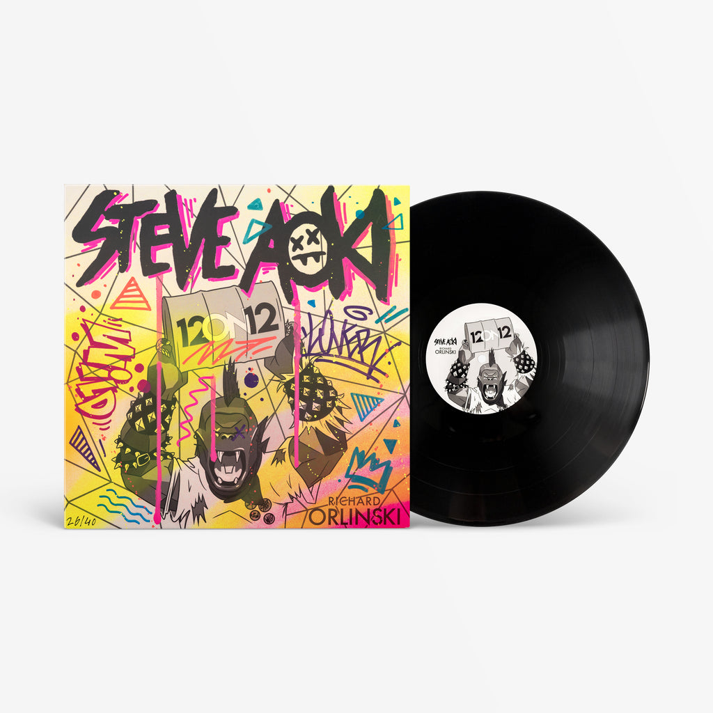 12on12 Steve Aoki x Richard Orlinski Vinyl Record, hand-finished by the artist